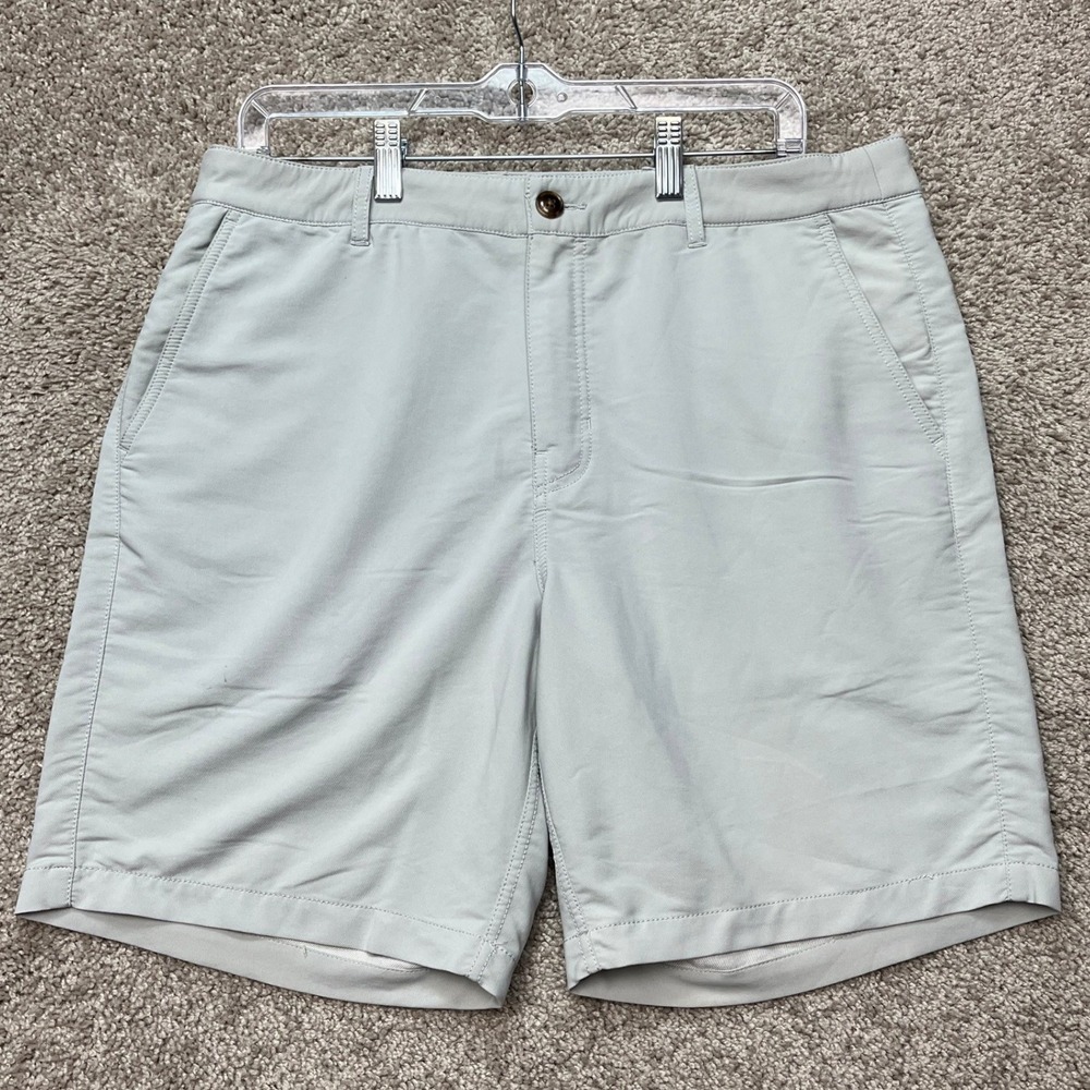 Turtleson Shorts Mens 34 Light Gray Golf Performance Stretch Flat Front Tech EUC
